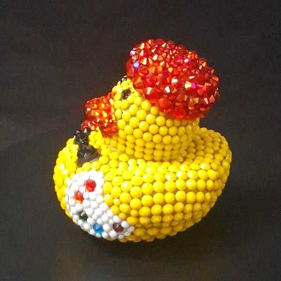 Bedazzled Artist Rubber Duck, Bling Artist Duck, Unique Fun Gift - Picture 4 of 8